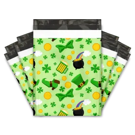 10x13 Lucky Shamrock Designer Poly Mailers Shipping Envelopes Premium Printed Bags