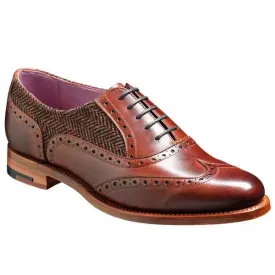 BARKER Freya Shoes – Ladies Brogues - Walnut & Brown Tweed