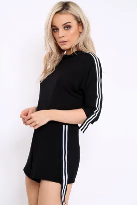 Black Extreme Side Sports Trim Loungewear Set - Aiyana