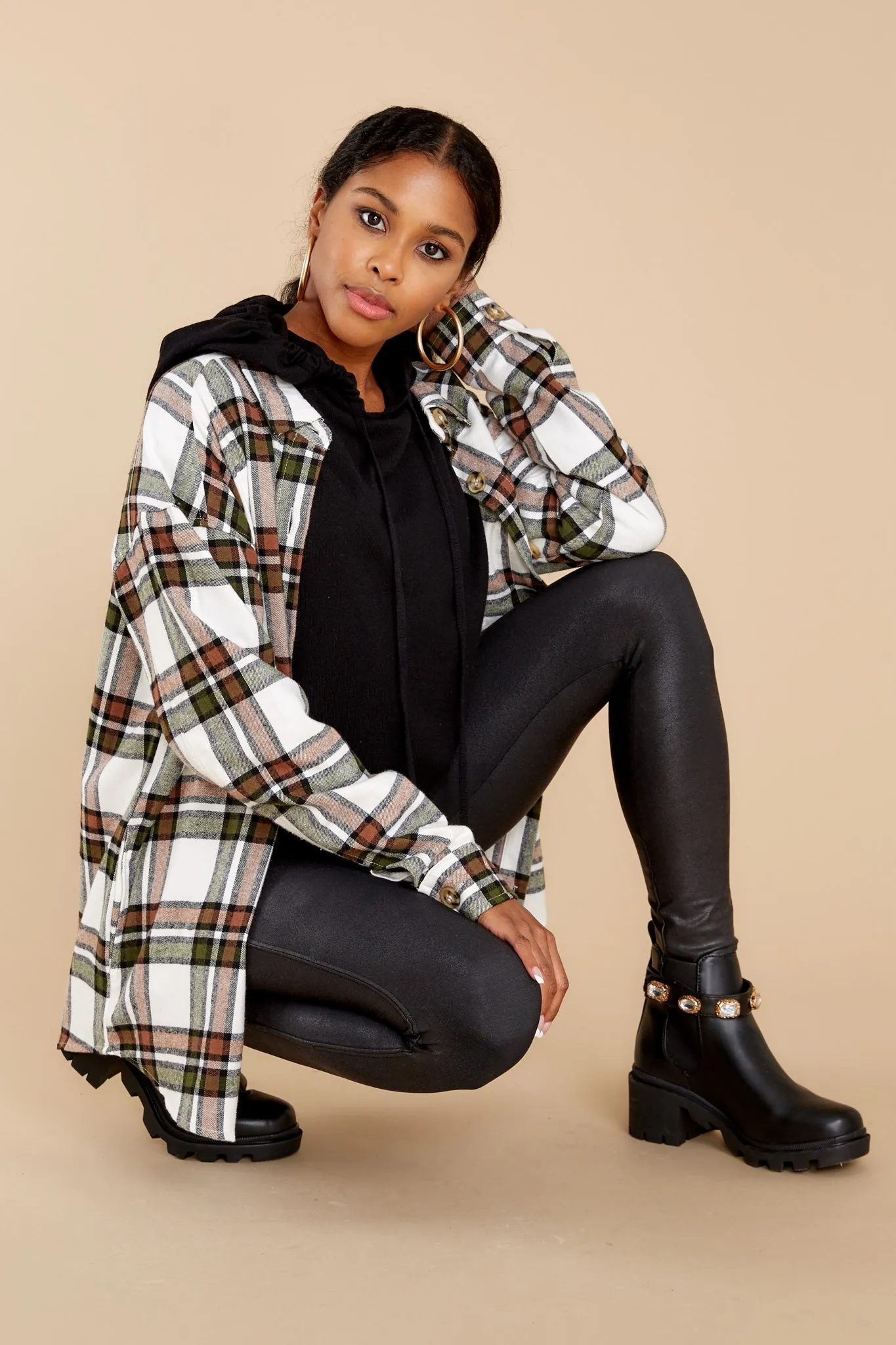 Channel The Flannel White Multi Plaid Shacket