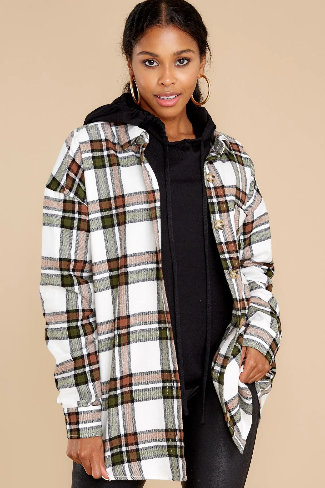 Channel The Flannel White Multi Plaid Shacket