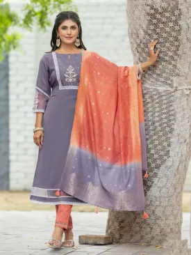 Charming Grey Colored Simmer Thread And Hand Work Salwar Suits For Women