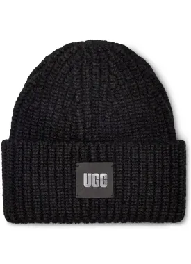 Chunky Rib Beanie with Logo in Black by UGG Australia