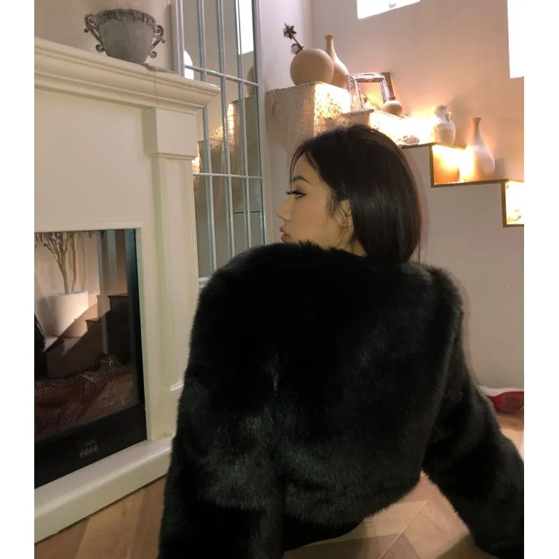 Cropped Faux Fur Coat