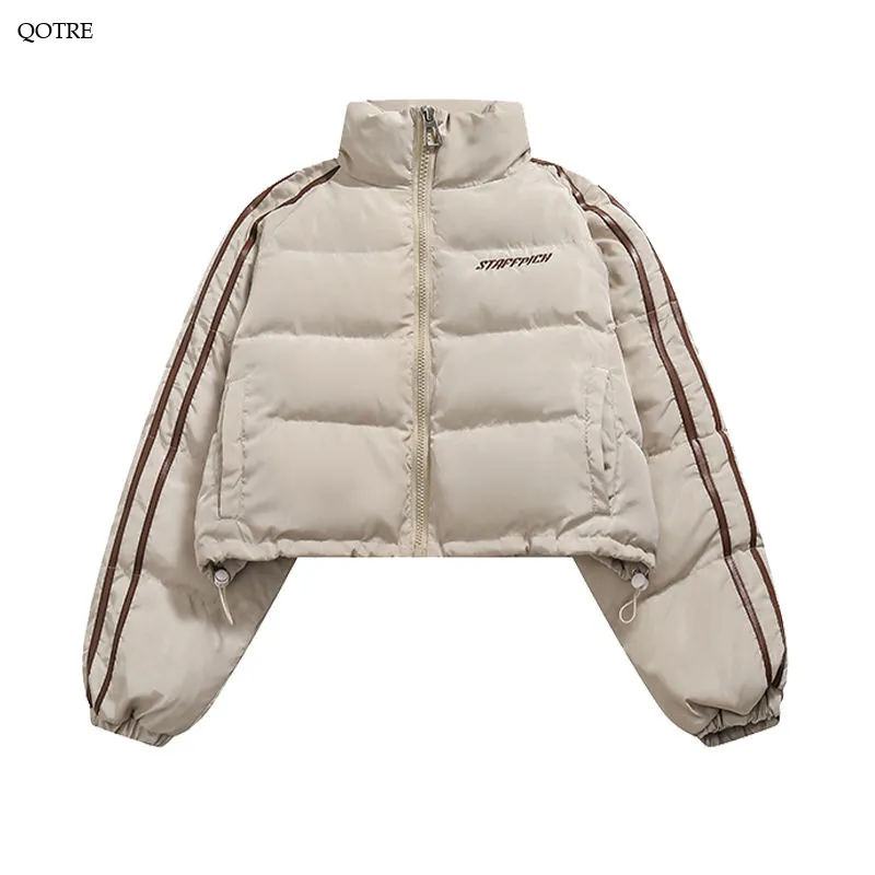 Cropped Raincoat Hooded Sports Puffer Jacket