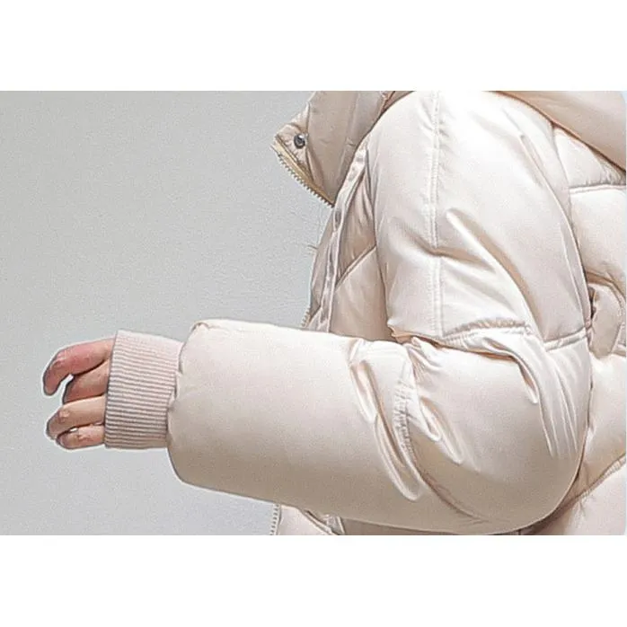 Drawstring Zip-Up Cropped Puffer Jacket