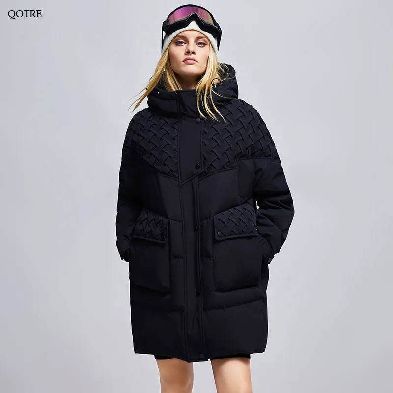 Dual-Zippered Hooded Flap Pocket Down Coat