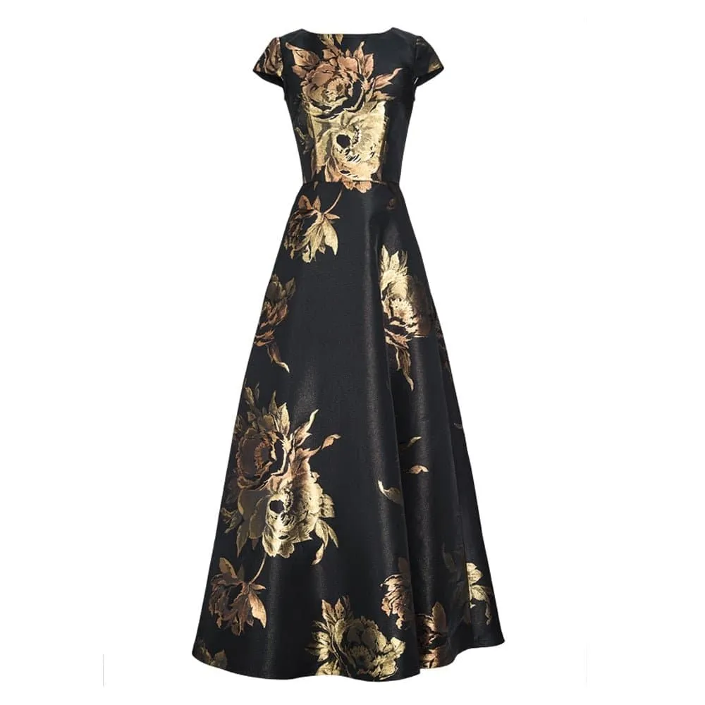 Elegant Maxi Dress - Floral Bohemian Style, Ankle-Length, A-Line Silhouette