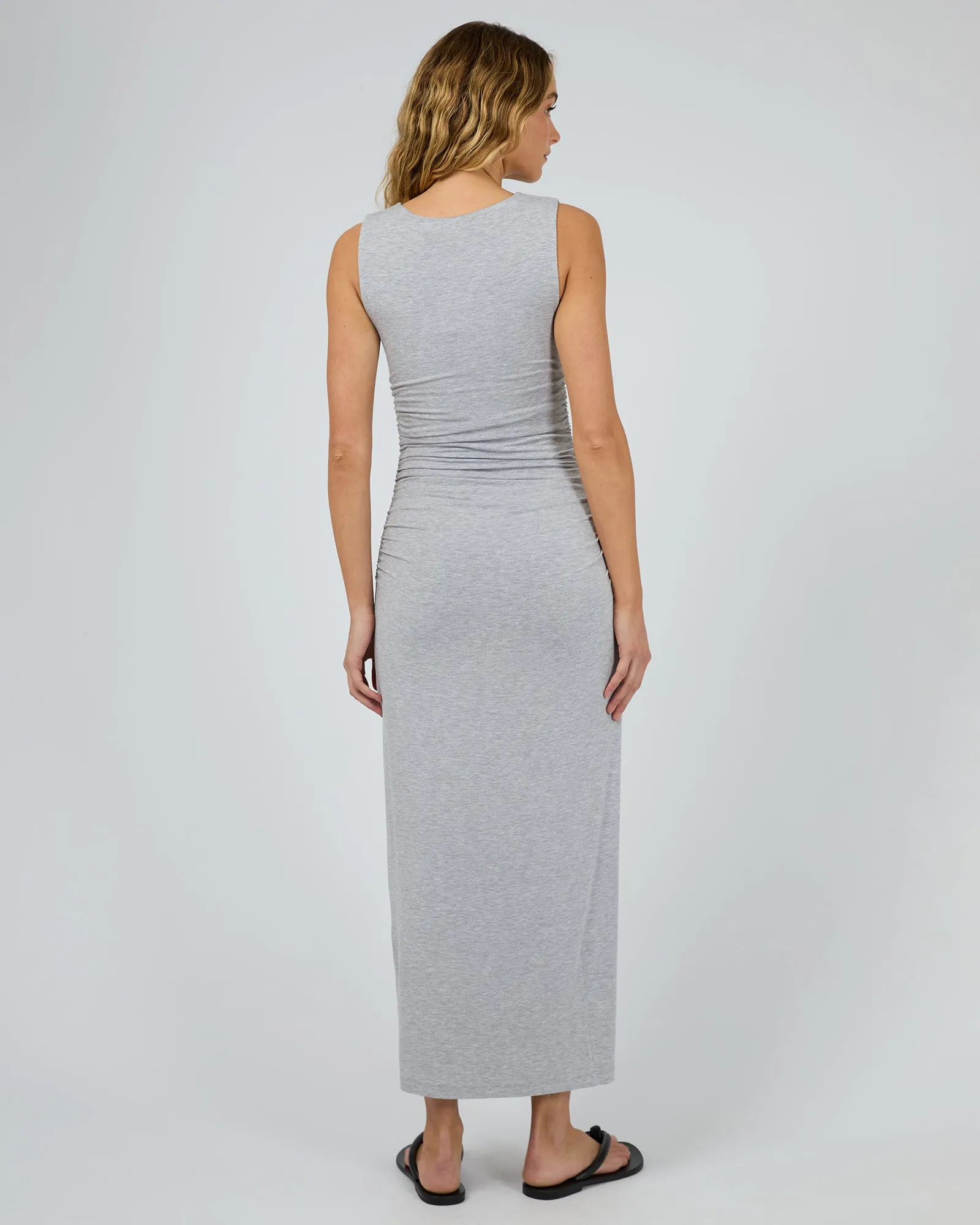 Evie Ruched Maxi Dress Grey Marle