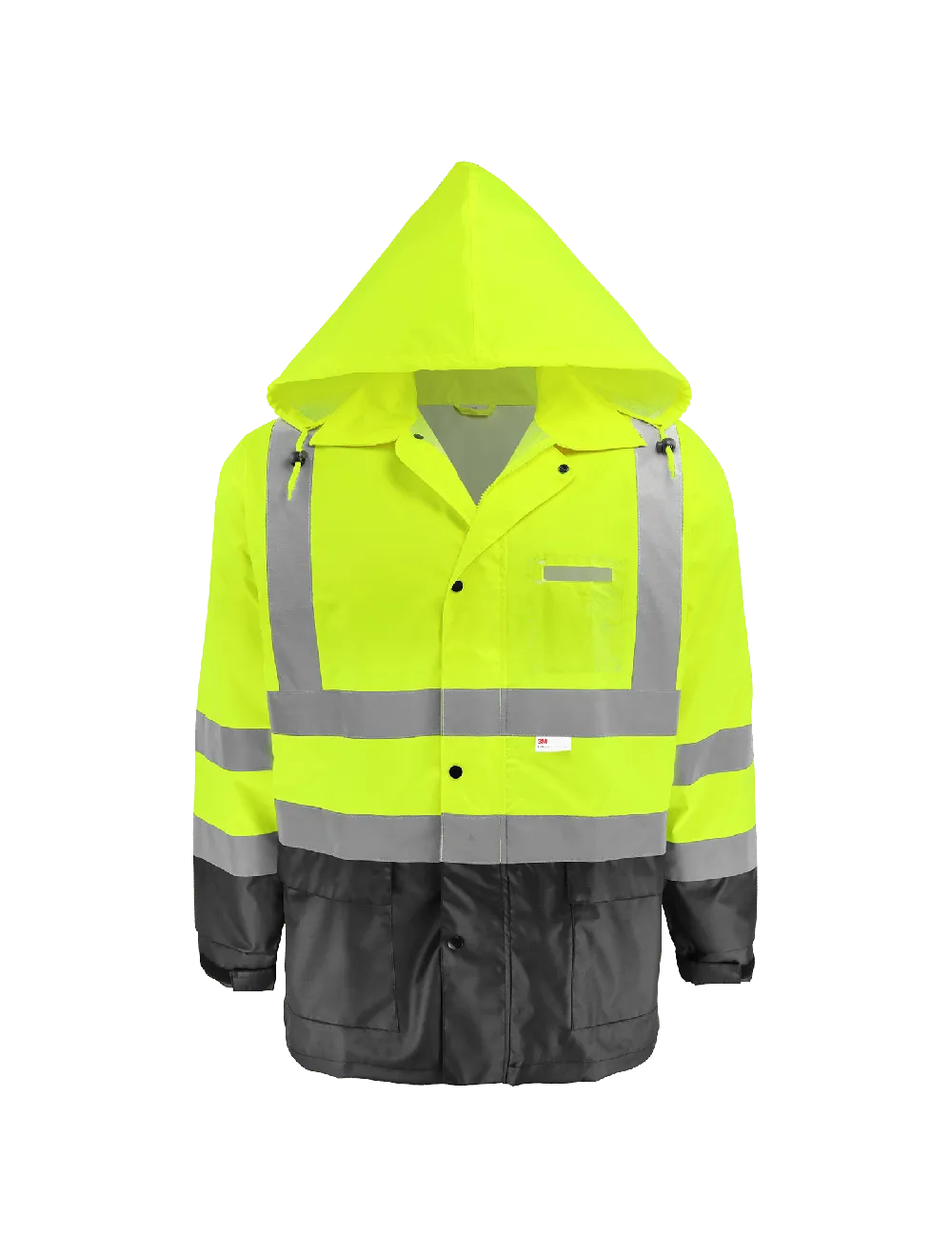 FrogWear® HV High-Visibility Yellow/Green Polyurethane Coated 150D Oxford Polyester Rain Jacket - GLO-1500