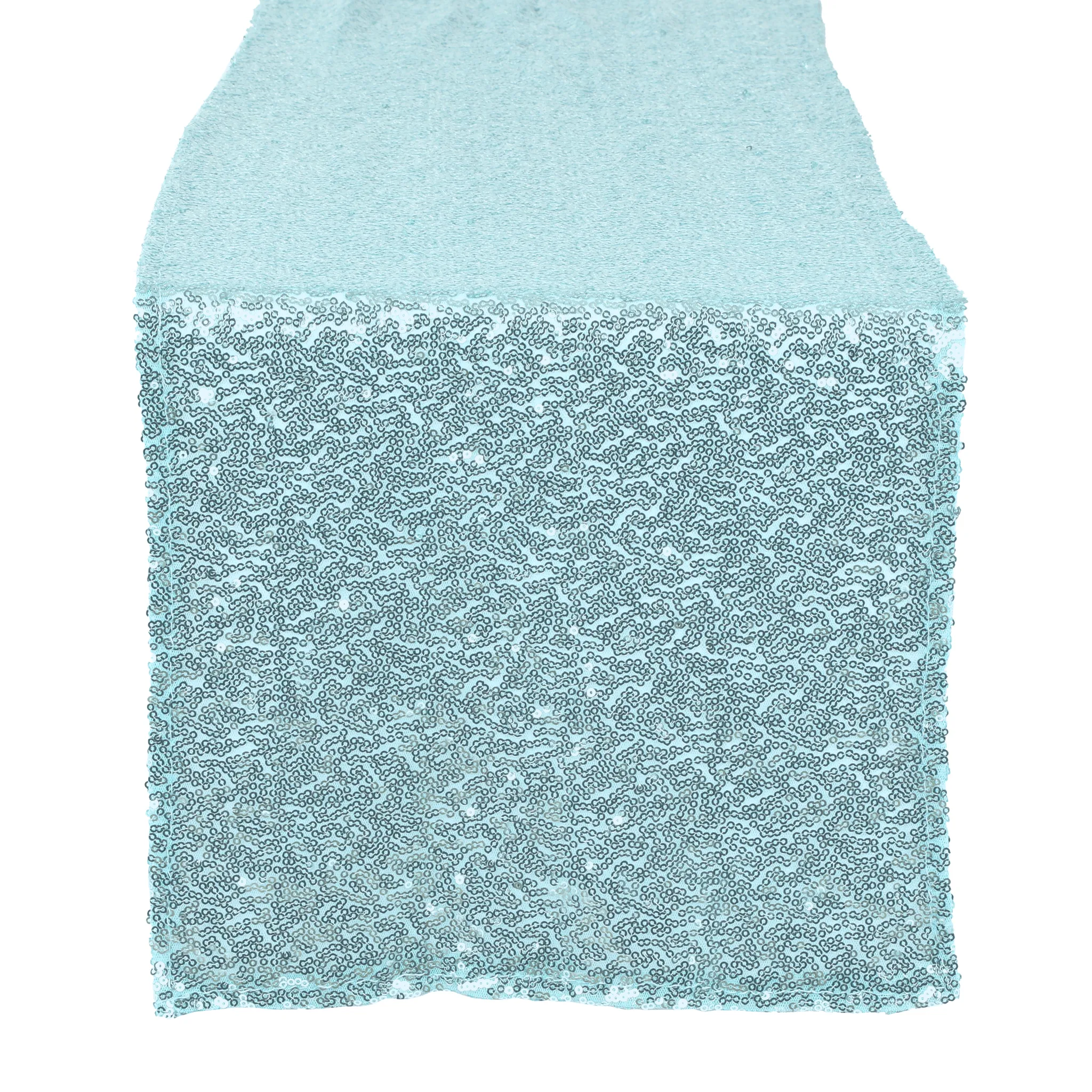 Glitz Sequin Mesh Net Table Runner 12"x108" - Baby Blue