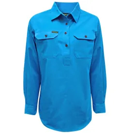 Hard Slog Ladies Half Placket L/S Shirt - Bright Blue - HCP2101002