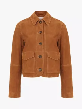 Hobbs Ashlee Button Suede Jacket, Tan