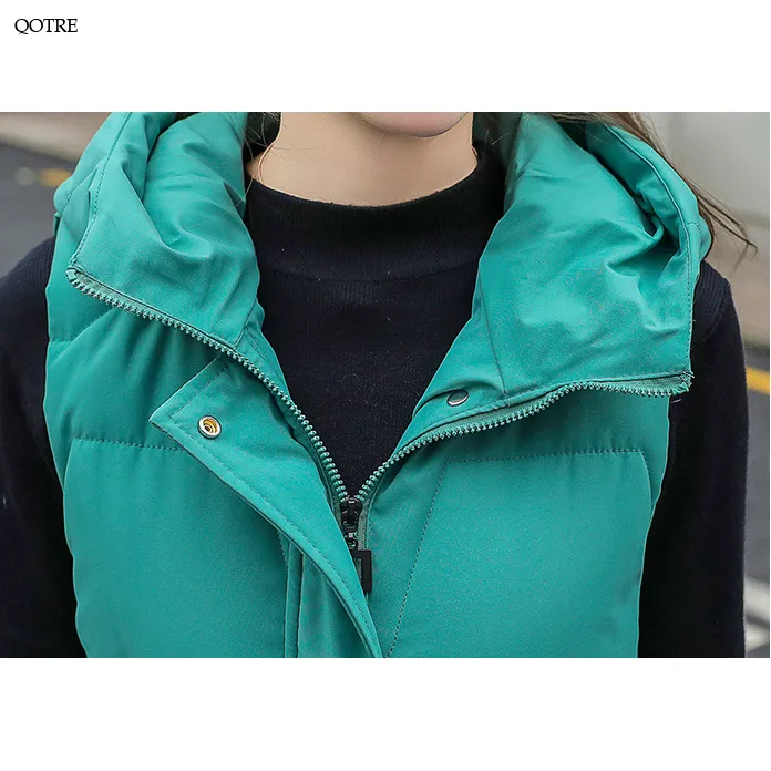 Hooded Knee-Length Puffer Coat Vest