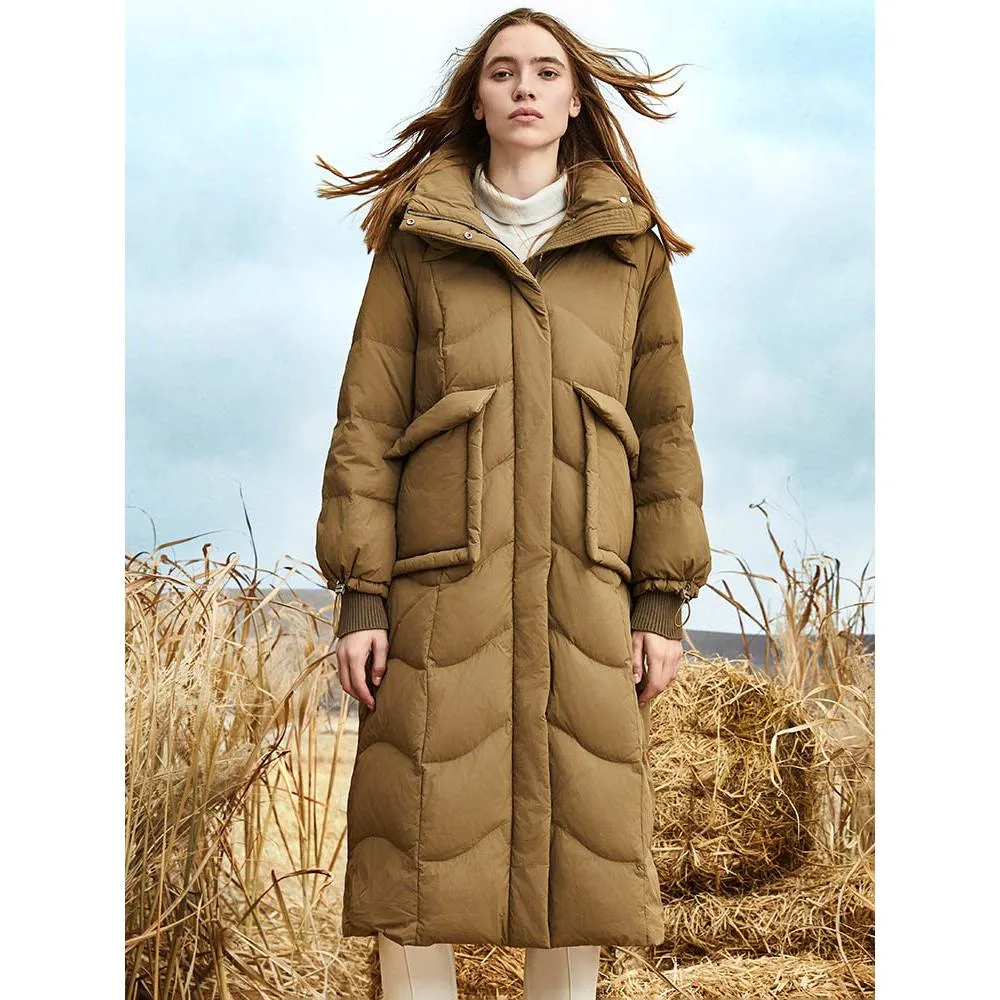 Hooded Simplicity Calf-Length Down Coat