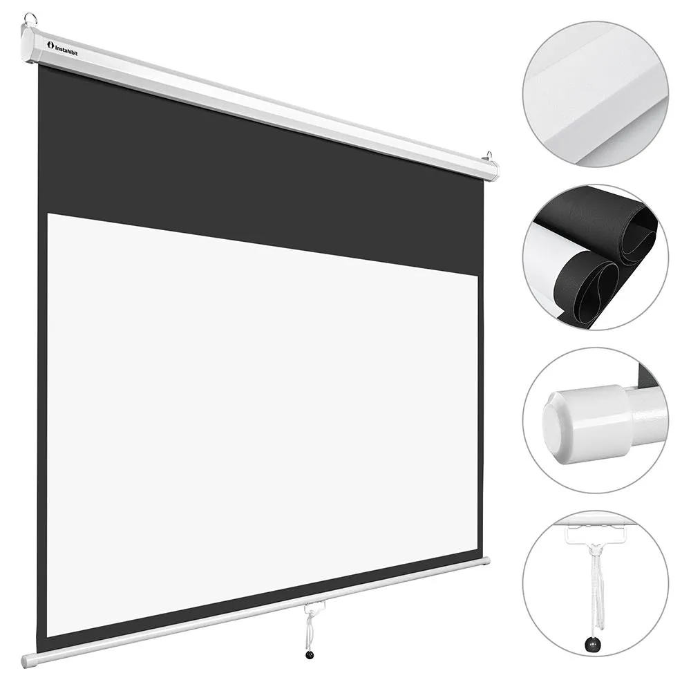 Instahibit Wall/Ceiling Mounted Pull Down Projector Screen 72" 16:9