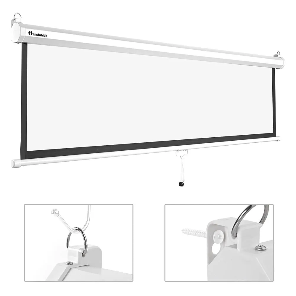 Instahibit Wall/Ceiling Mounted Pull Down Projector Screen 72" 16:9