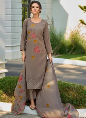 Kilory Pure Muslin Brown Unstitched Suit Dress Material for Women