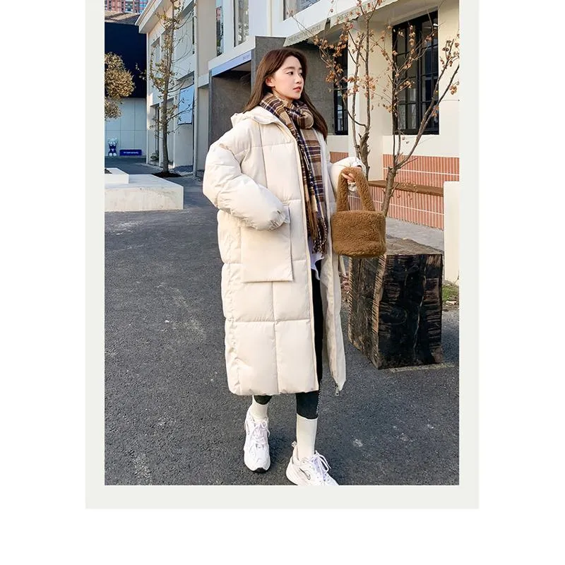 Knee-Length Thickened Loose Fit Puffer Jacket