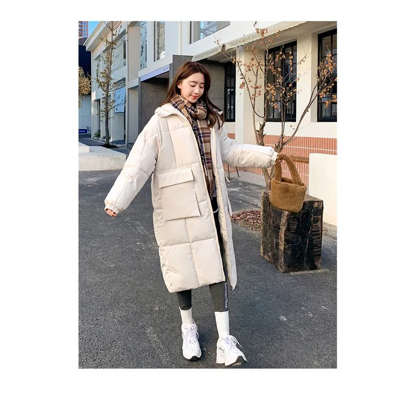 Knee-Length Thickened Loose Fit Puffer Jacket