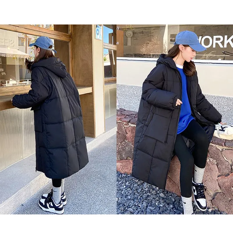 Knee-Length Thickened Loose Fit Puffer Jacket