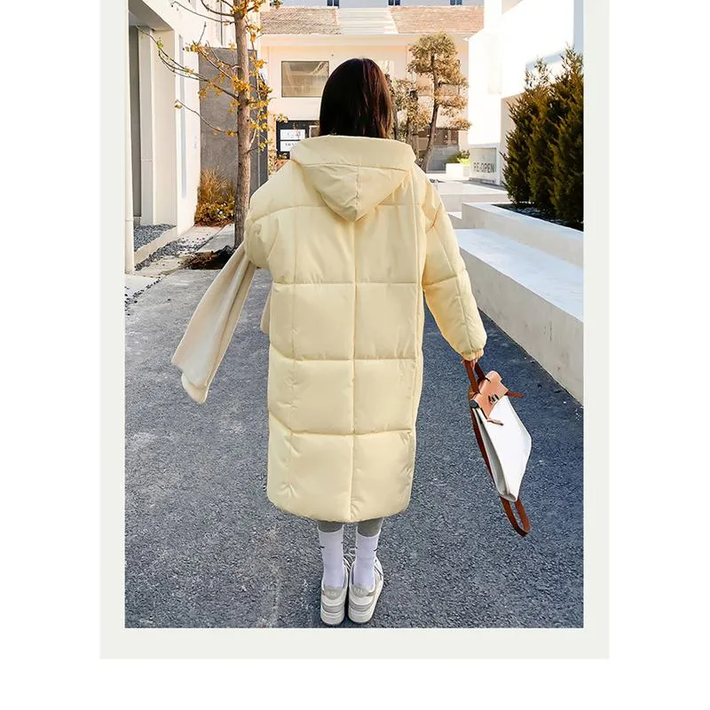 Knee-Length Thickened Loose Fit Puffer Jacket