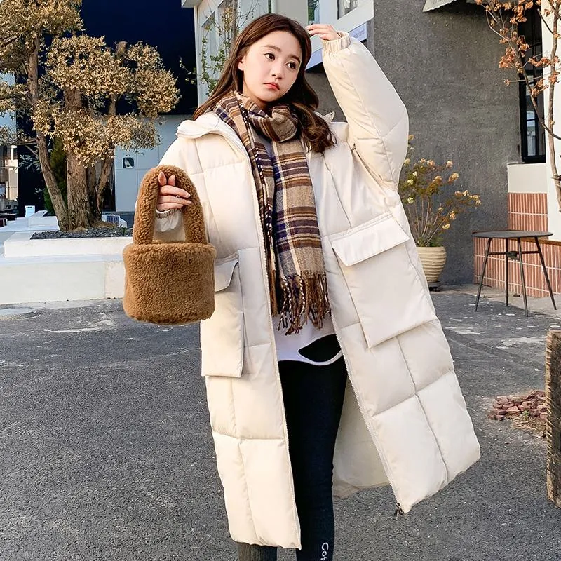 Knee-Length Thickened Loose Fit Puffer Jacket