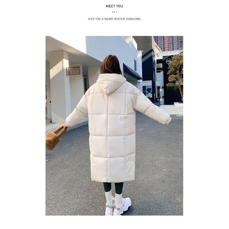 Knee-Length Thickened Loose Fit Puffer Jacket