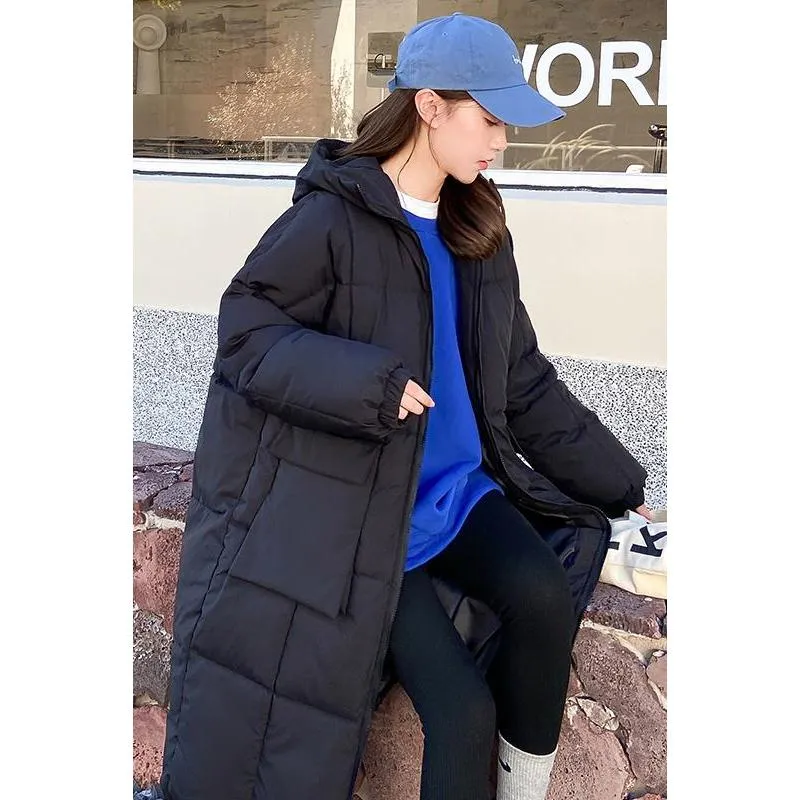 Knee-Length Thickened Loose Fit Puffer Jacket