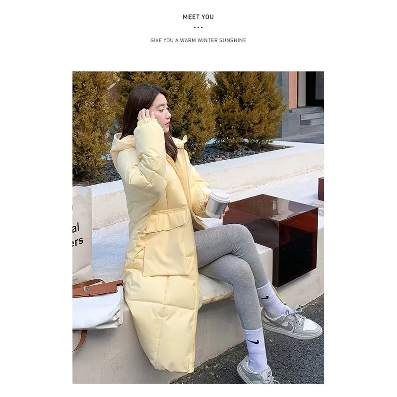 Knee-Length Thickened Loose Fit Puffer Jacket