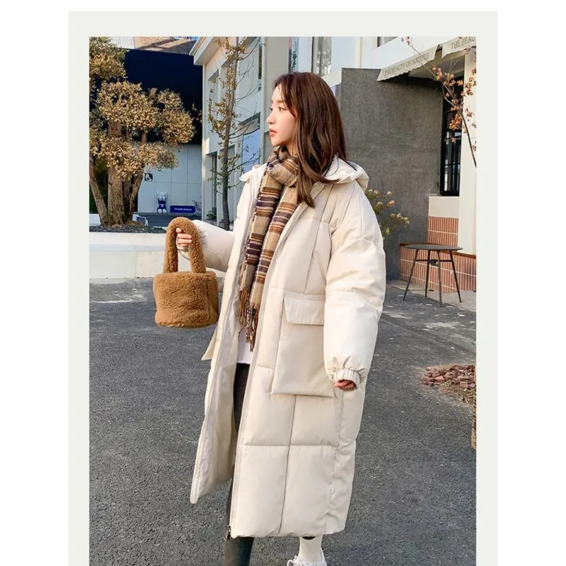 Knee-Length Thickened Loose Fit Puffer Jacket