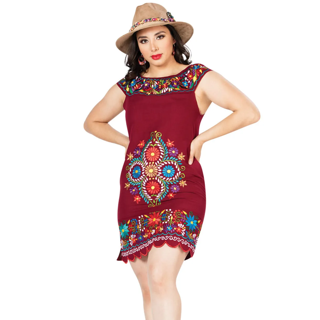 Ladies Mexican Dresses Linda Wine