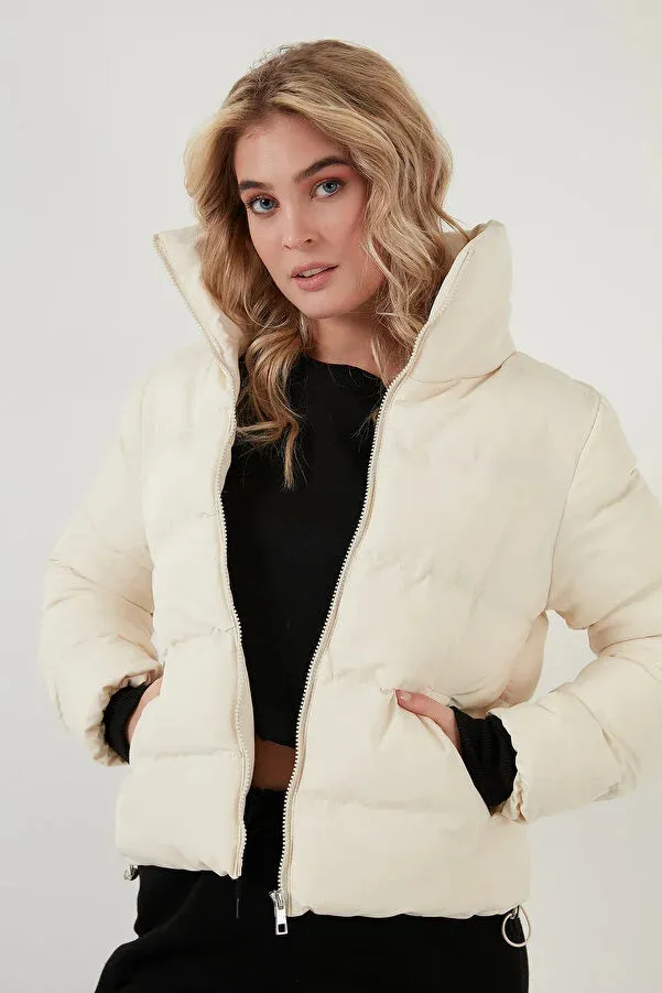 Lela Wome's Stand Collar Puffed Short Coat