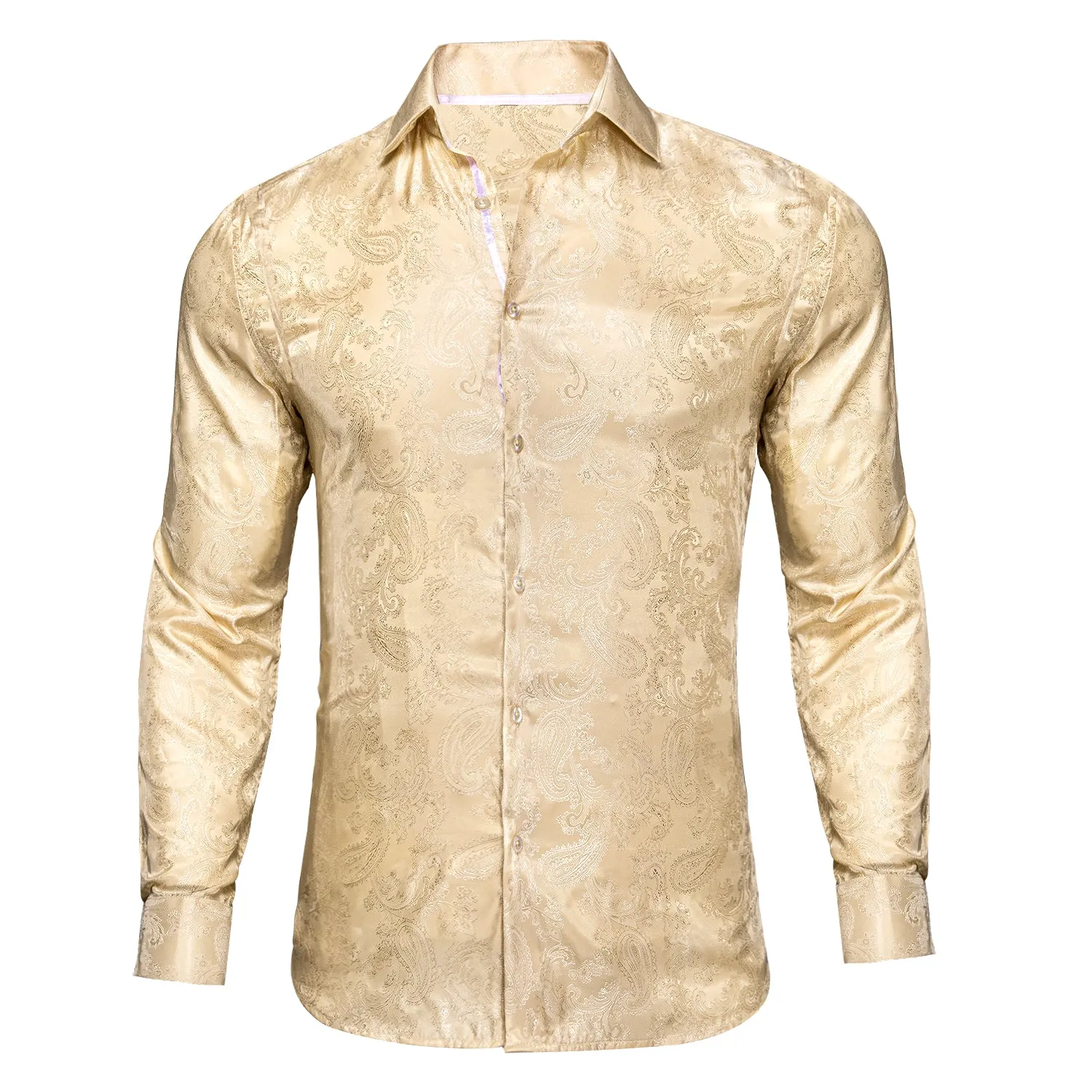 Light Yellow Paisley Silk Men's Shirt