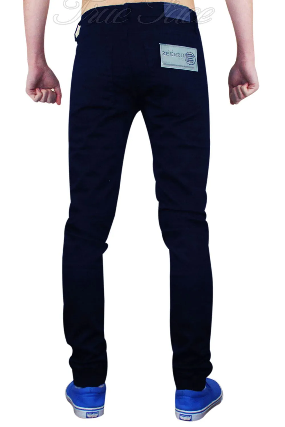 Mens Stretch Cuffed Skinny Slim Fit Jeans