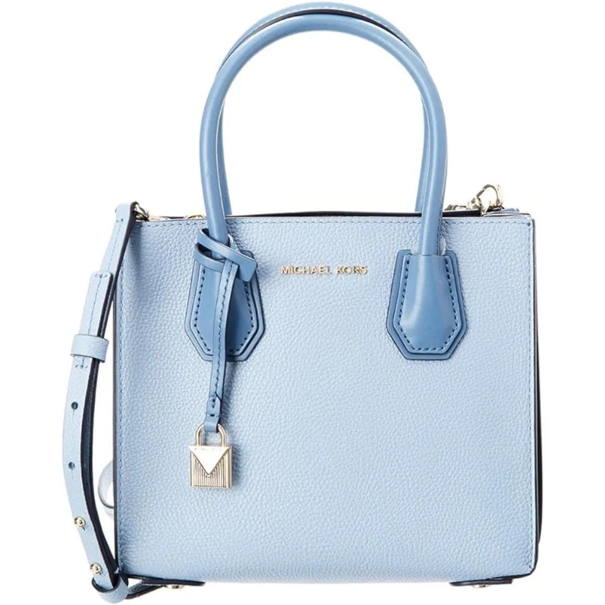 Michael Kors Mercer Medium Pebbled Leather Accordion Crossbody Bag In Pale Blue - 30F8GM9M2T