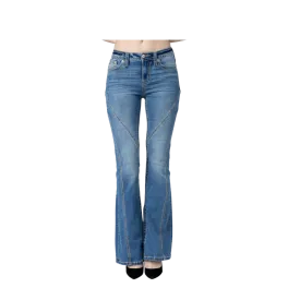 Miss Me Women's Contour Stitch Slim Flare Light Wash Jeans