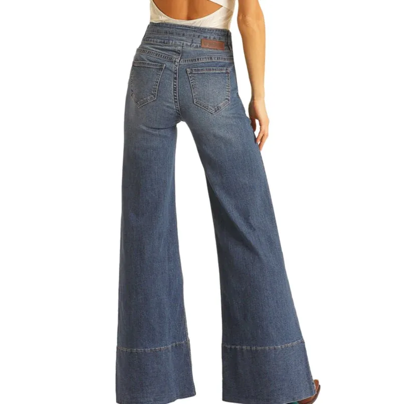 Panhandle Slim Women's Rock & Roll Denim Palazzo Flare Leg Jeans