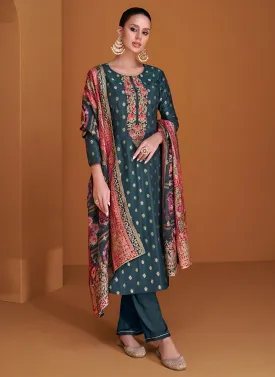 Pure Muslin Jacquard Unstitched Salwar Suit Material for Women