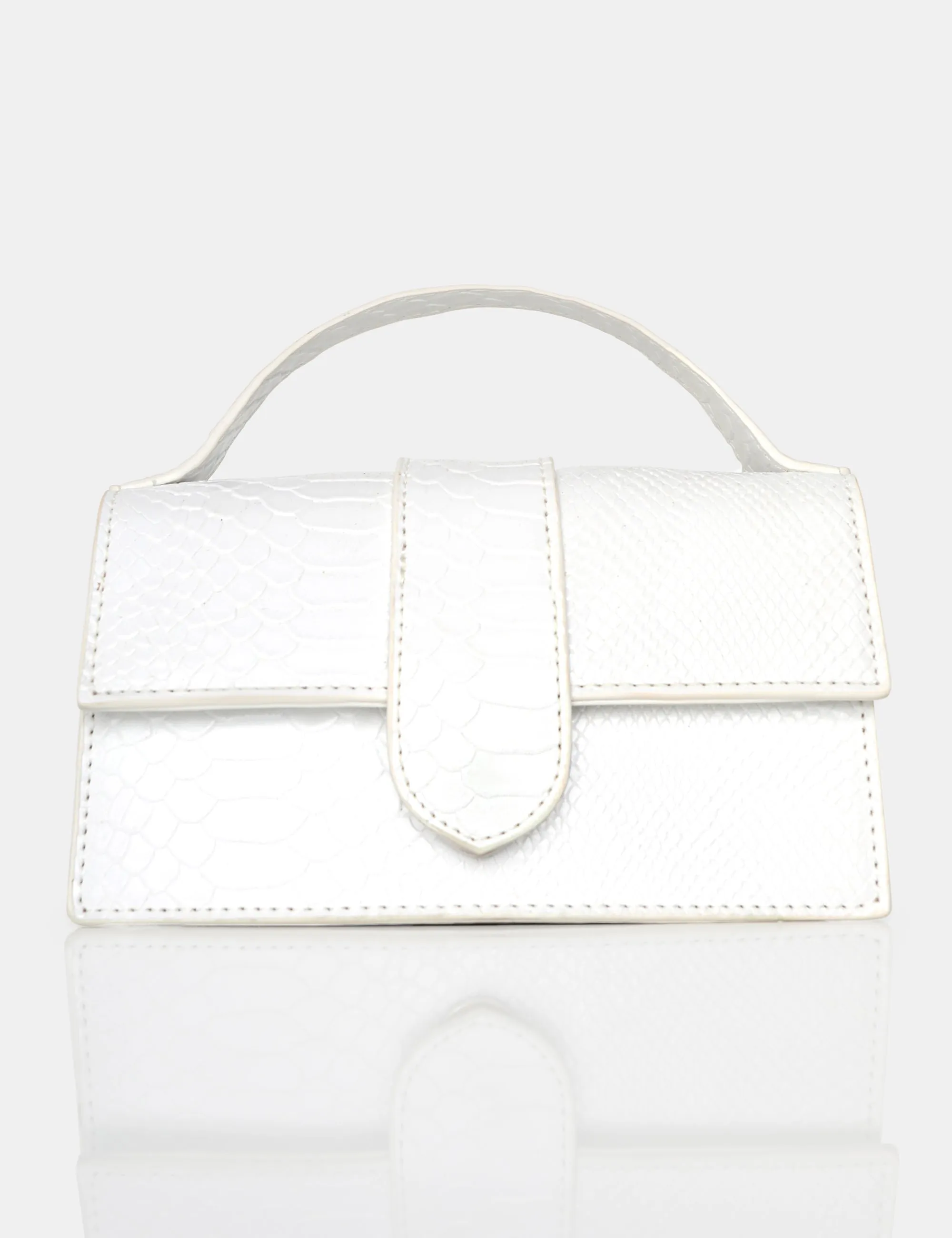 The Mika White Matte Croc Bag