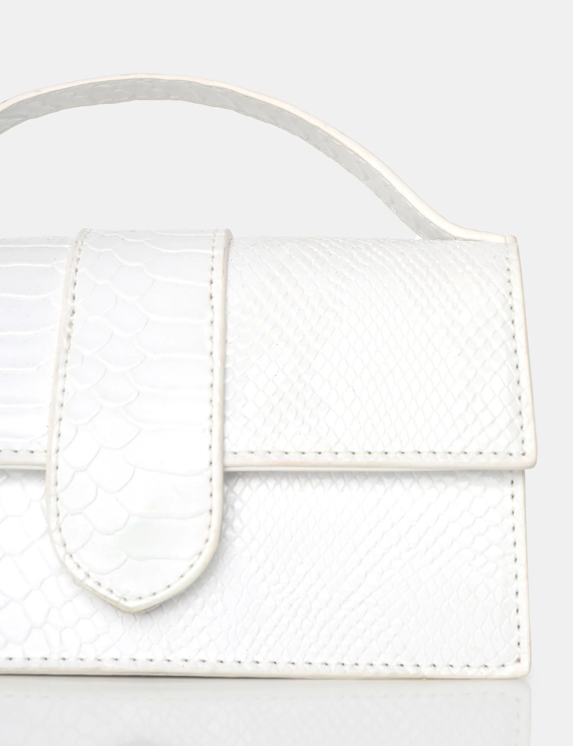 The Mika White Matte Croc Bag