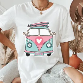 Valentine's Day Vintage Valentine Van Unisex-Size Crewneck Sweatshirt or White T-Shirt Valentine's Hippie Van