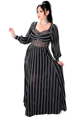 Victoria Striped [Dark Grey] | MESH GOWN