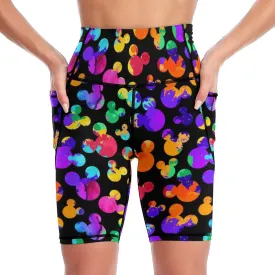 Watercolor Women's Knee Length Athletic Yoga Shorts With Pockets