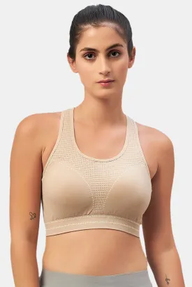 Women Sports Bra & Cycling Short Cord Set - Nude